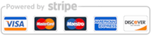 Payments powered by Stripe (Pay with Visa, Mastercard, Maestro, American Express, Union Pay, PayPal)